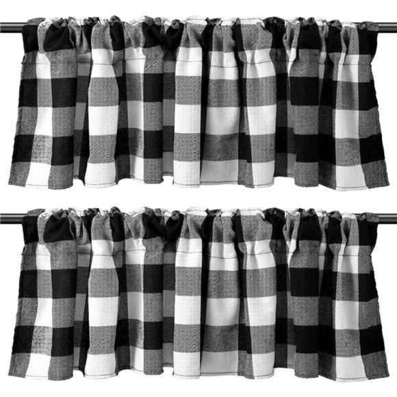 Buffalo Plaid Curtains Buffalo Window Valances Farmhouse Design Window Decor - Picture 1 of 7